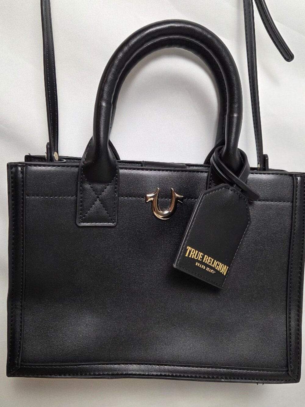 True Religion Purse Faux Leather Black Crossbody Handbag